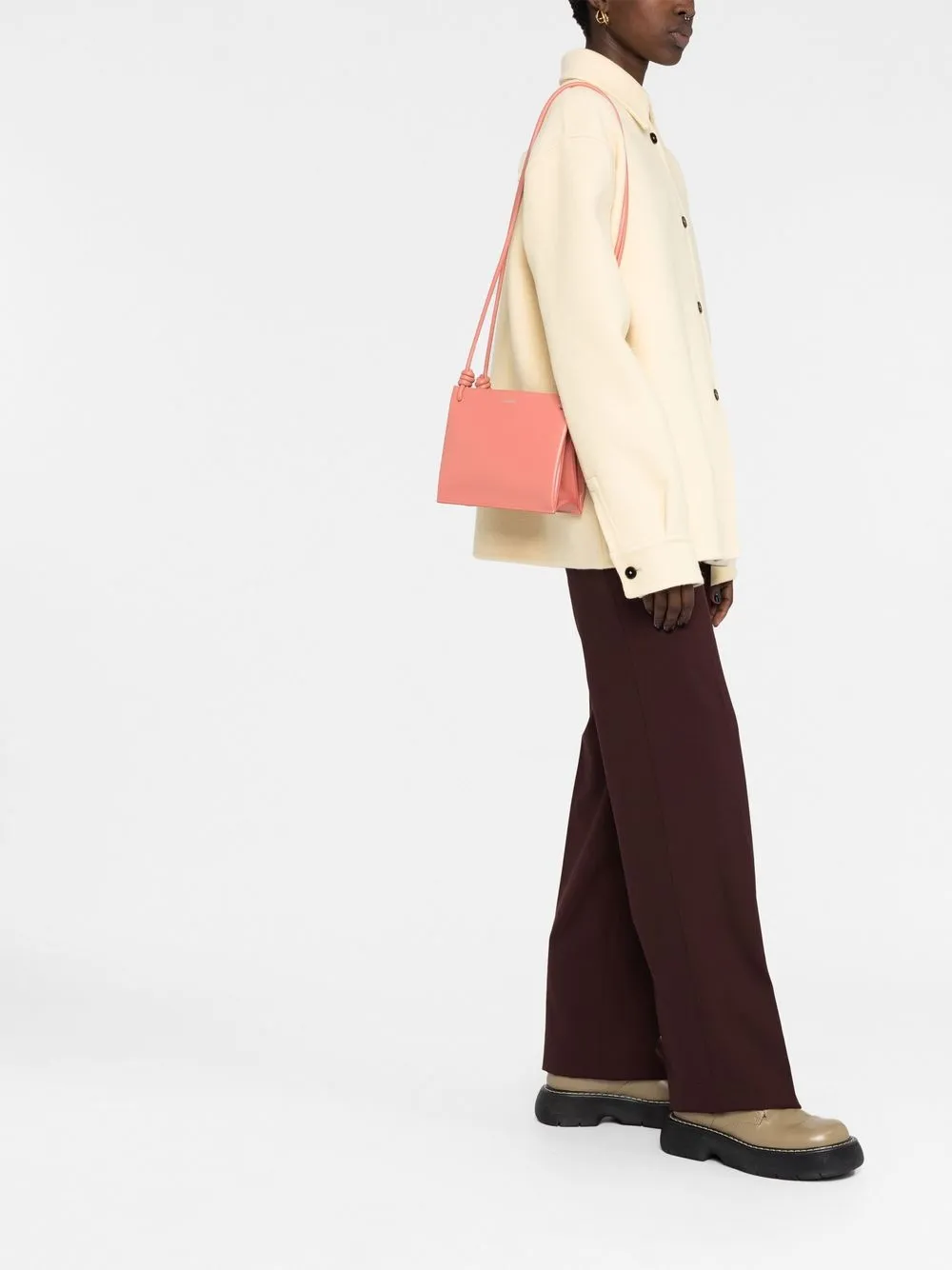 Jil Sander Leren schoudertas - Roze
