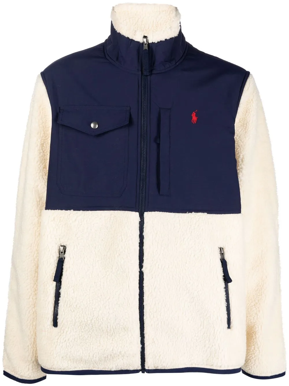 

Polo Ralph Lauren logo-detail zip-up fleece jacket - Neutrals
