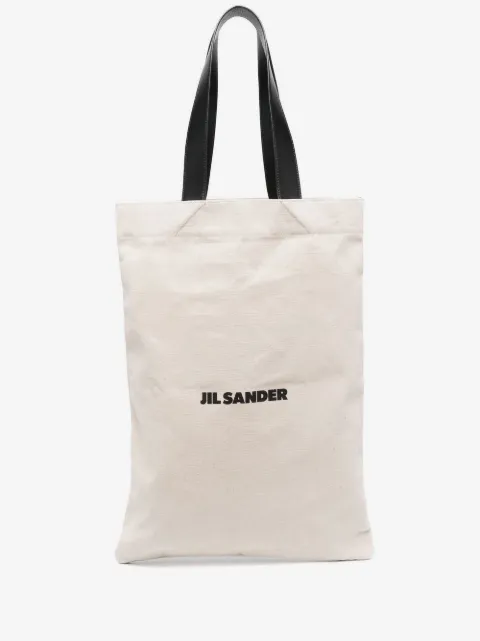 Jil Sander logo-print linen tote bag