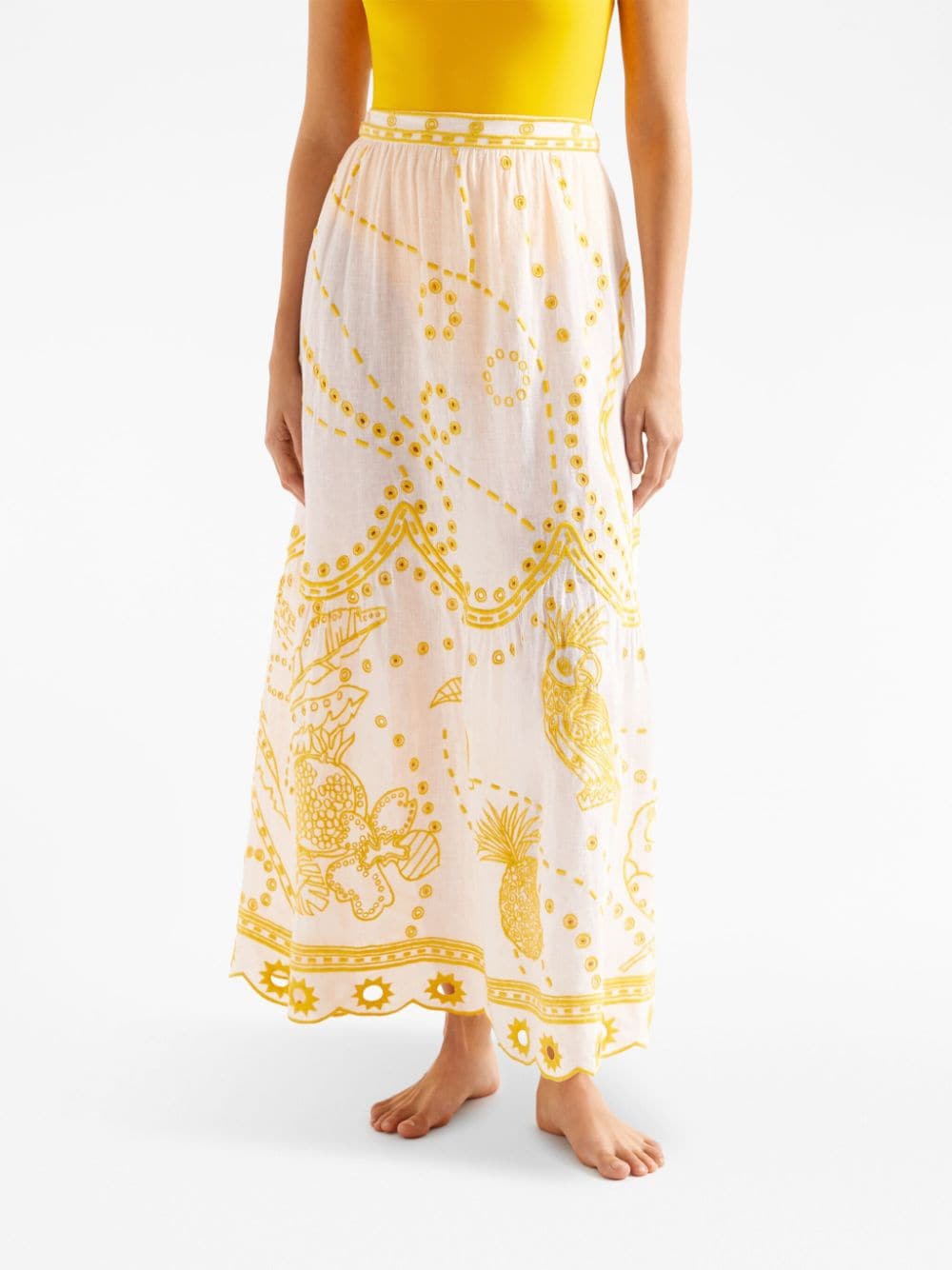 Shop Eres Ambra Embroidered Maxi Skirt In White