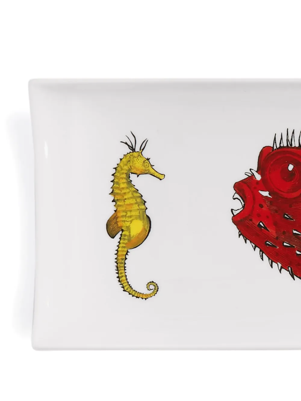 Fornasetti Affronto Porcelain Tray In Red