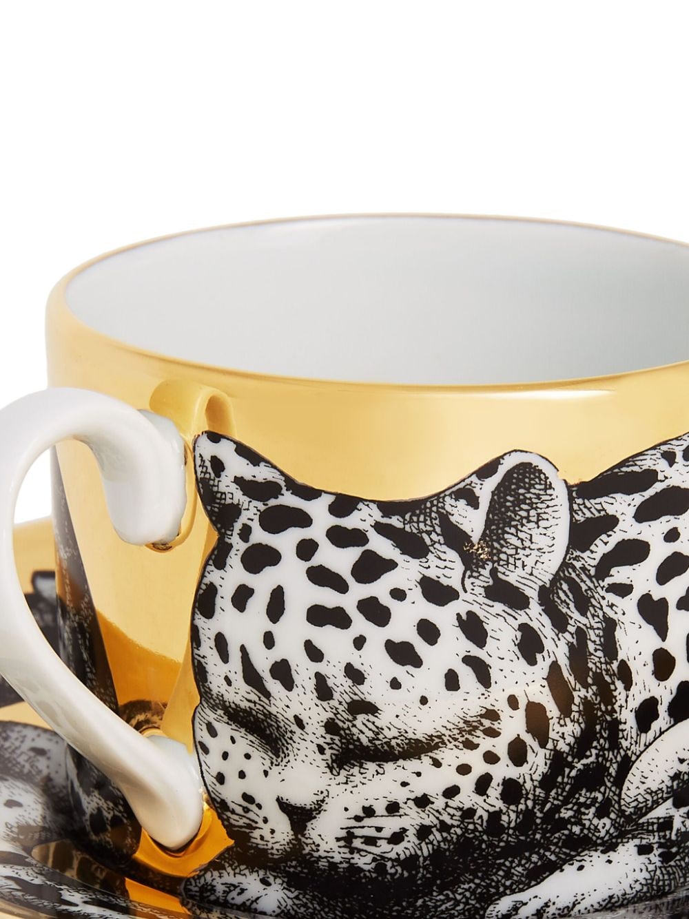 Shop Fornasetti High Fidelity Leopard Tea Cup In Yellow