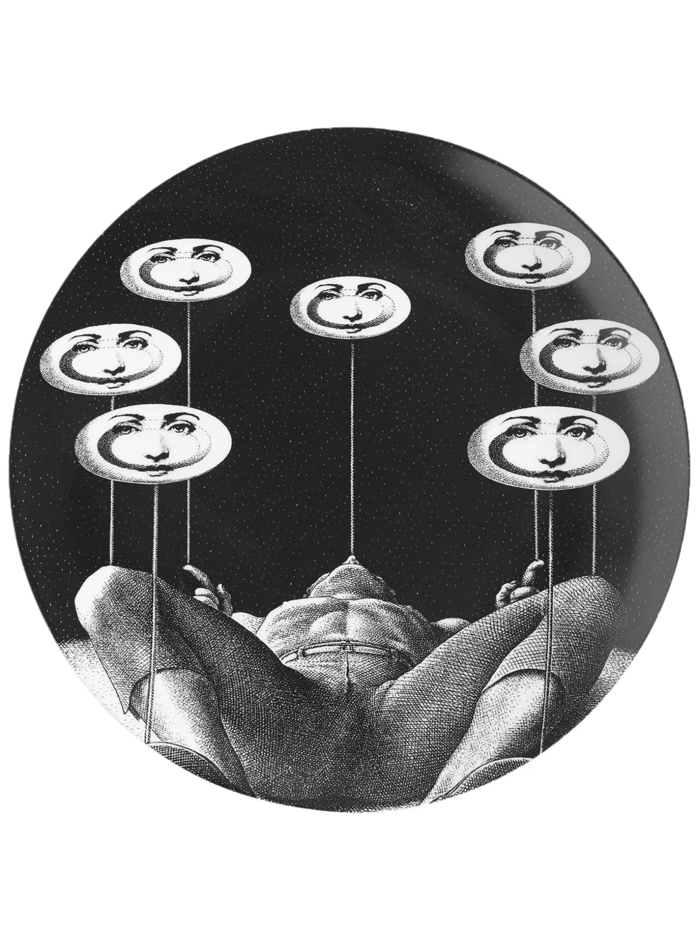 Fornasetti plato Tema e Variazioni n.193 | negro | Image 1