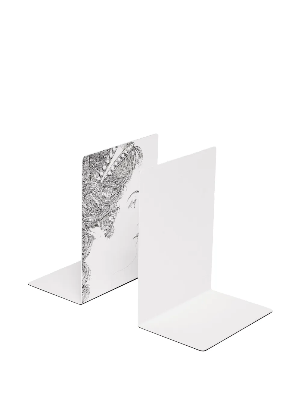 Shop Fornasetti Profili Embellished Bookends (set Of Two) In White