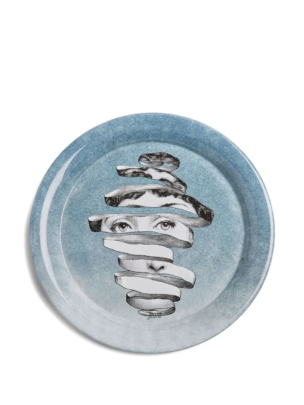 Fornasetti Melafisico Hand-painted Tray In Blue