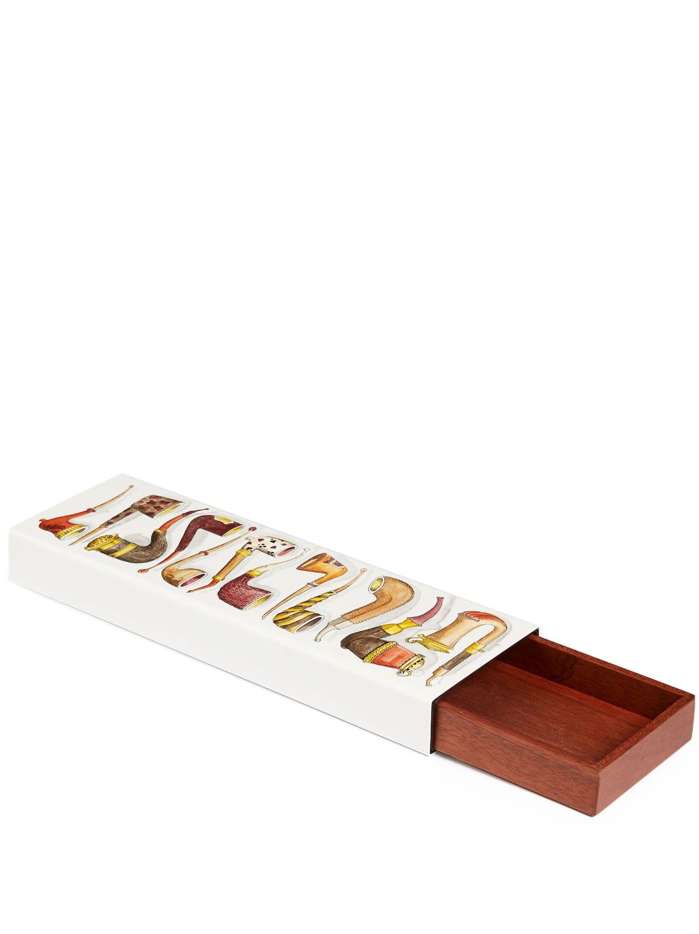 Fornasetti Piccole Pipe Graphic-print Wooden Box In Bia