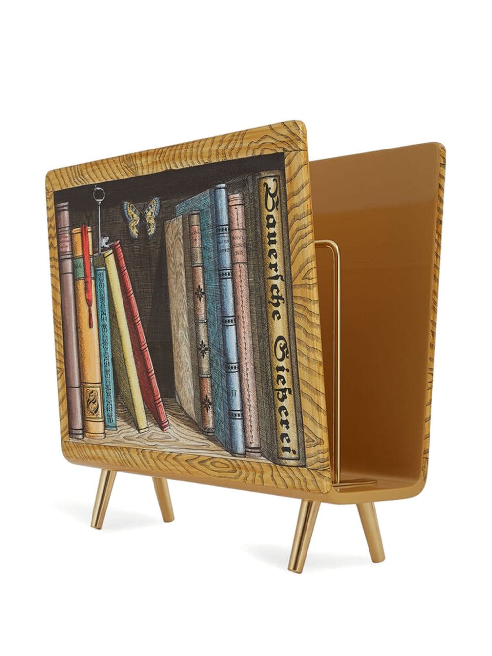 Shop Fornasetti Libri Hand-painted Magazine Rack In Mul
