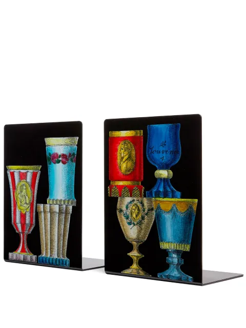 Fornasetti Bicchieri di Boemia graphic-print bookends