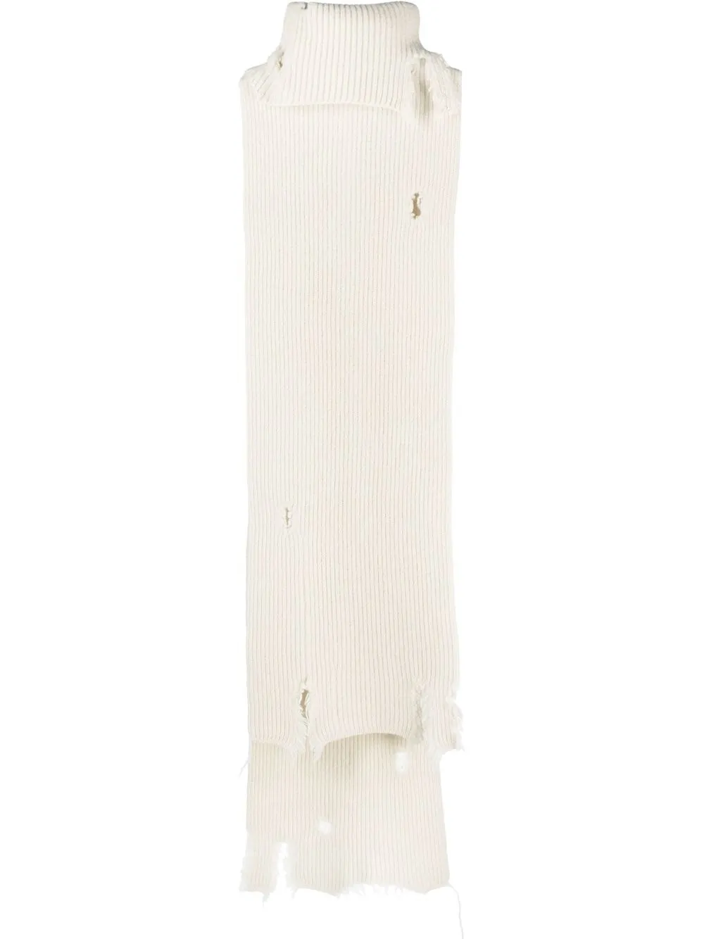 

Ann Demeulemeester asymmetric distressed roll-neck scarf jumper - Neutrals
