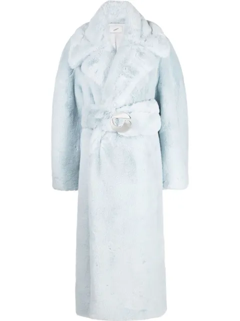 faux-fur belted maxi coat
