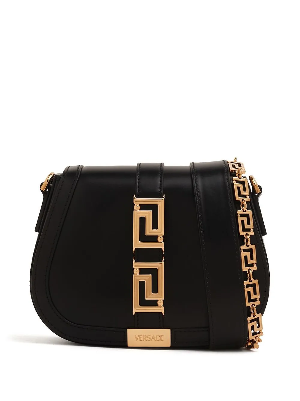 

Versace logo-plaque leather crossbody bag - Black