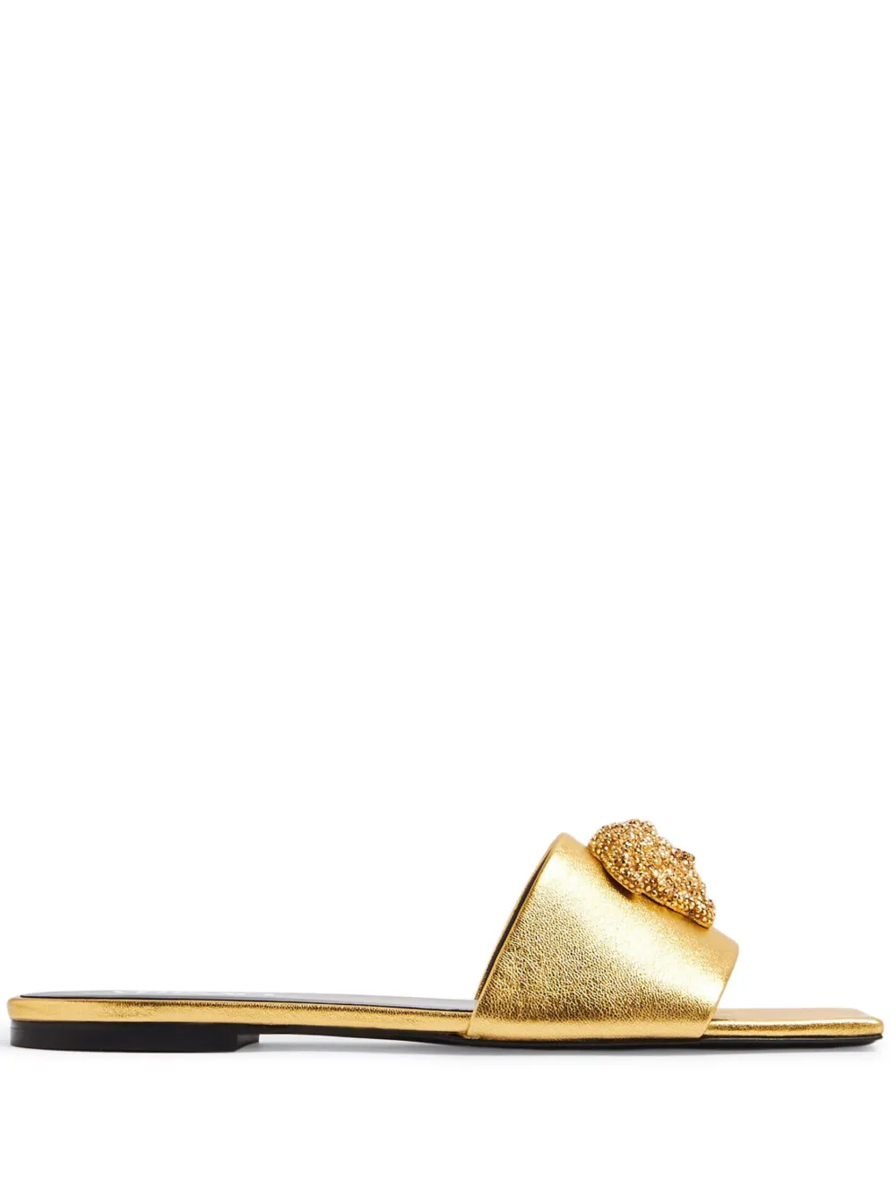 Versace metallic Medusa-plaque mules