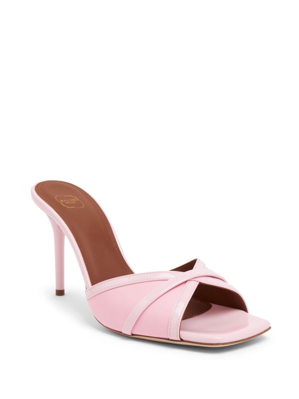 Malone Souliers 85mm patent leather satin mules - Roze