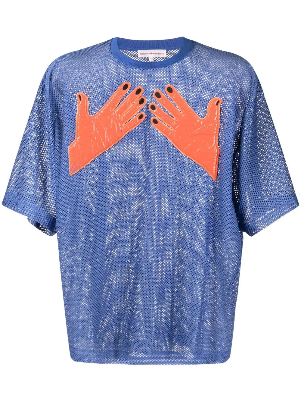 

Walter Van Beirendonck Hands oversized net T-shirt - Blue