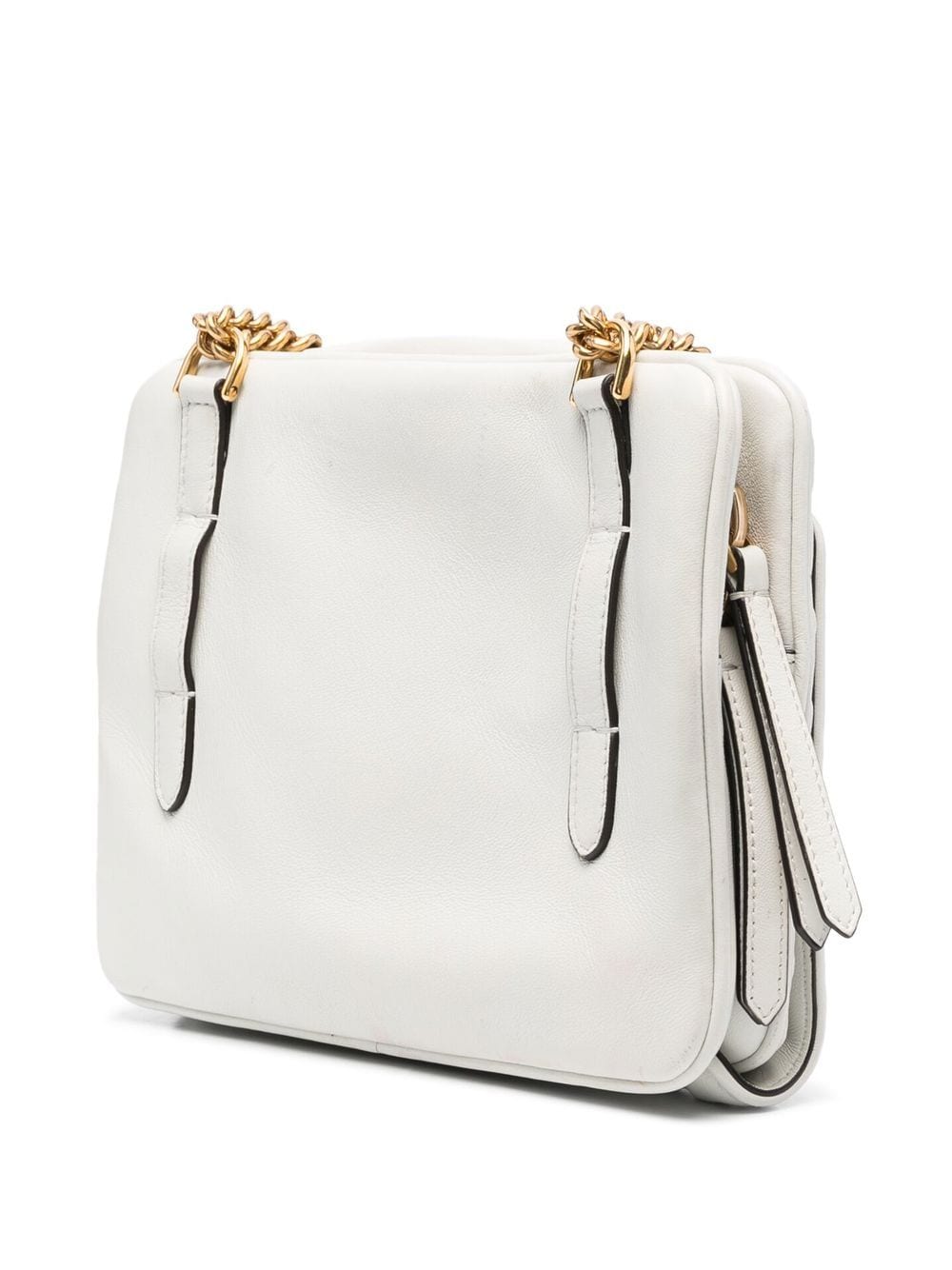 Pre-owned Fendi Upside Down Zucca Shoulder Bag In White