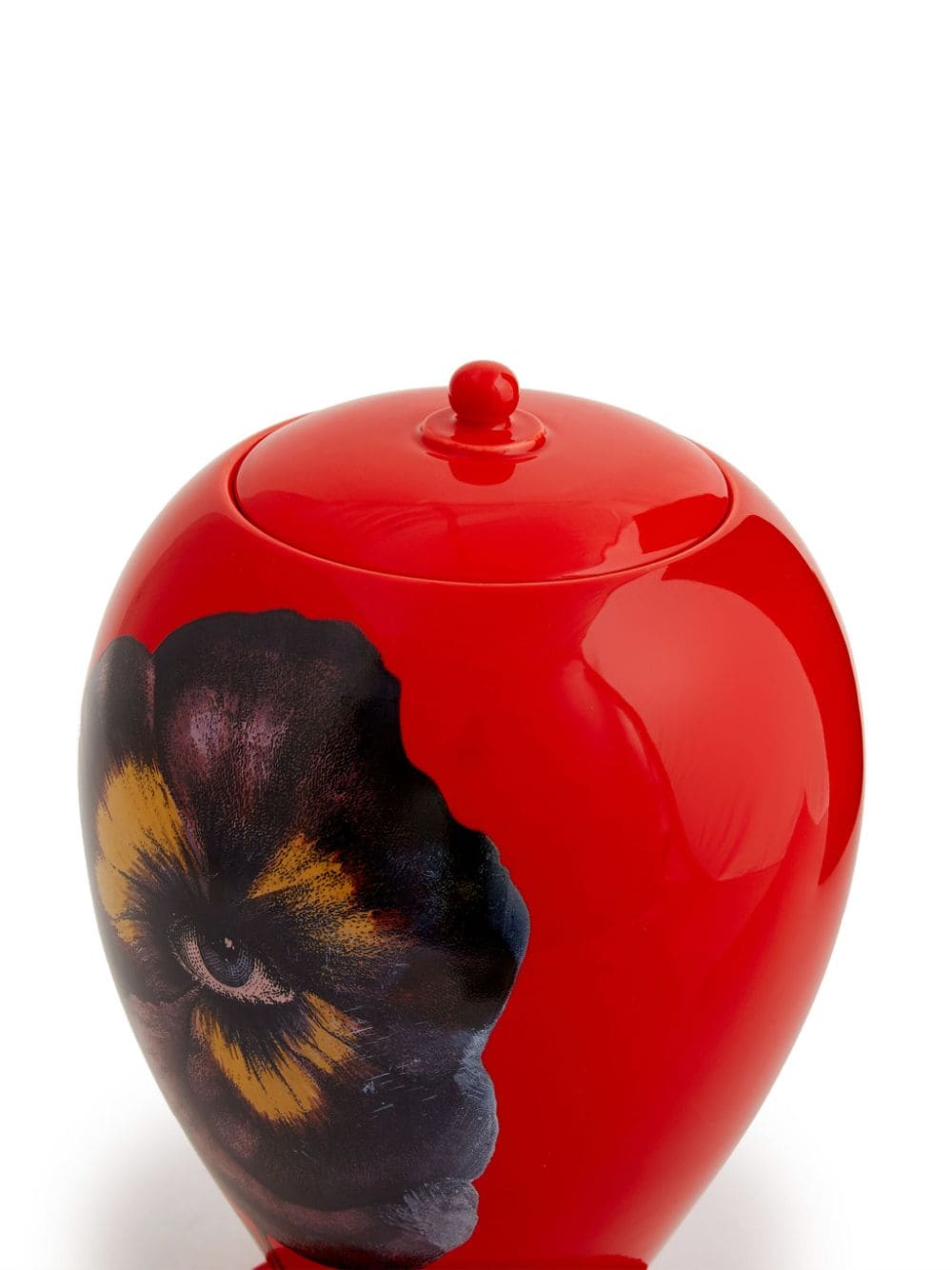 Shop Fornasetti Pensee Hand-painted Ceramic Vase In Red