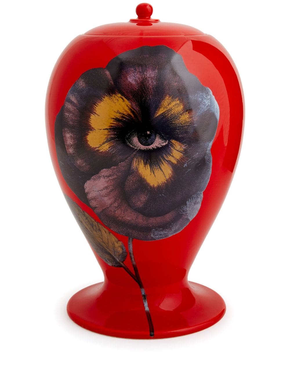 Shop Fornasetti Pensee Hand-painted Ceramic Vase In Red