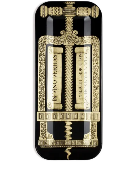 Fornasetti Cavatappi graphic-print wood tray