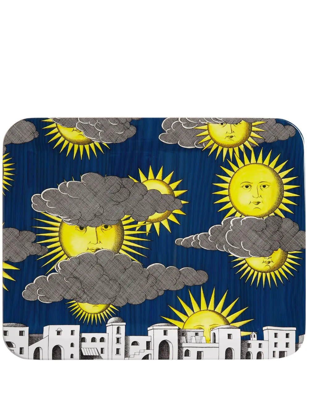Fornasetti Sole di Capri ウッドトレイ - ブルー Fornasetti Sole di Capri ウッドトレイ - ブルー