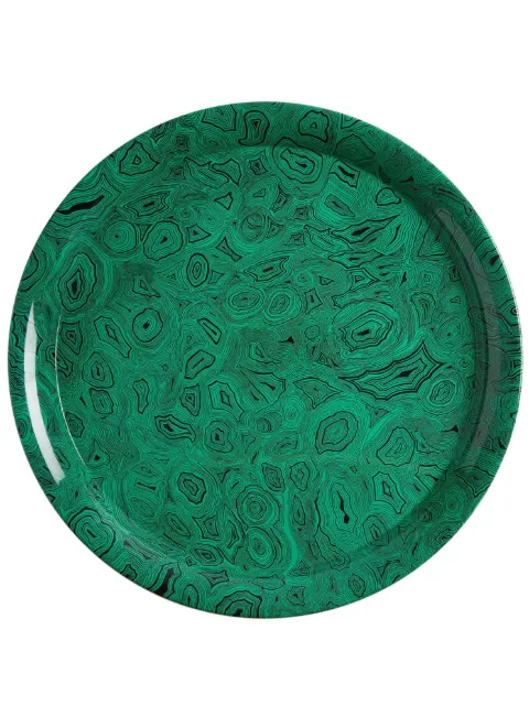 Fornasetti bandeja de malaquita con estampado gráfico