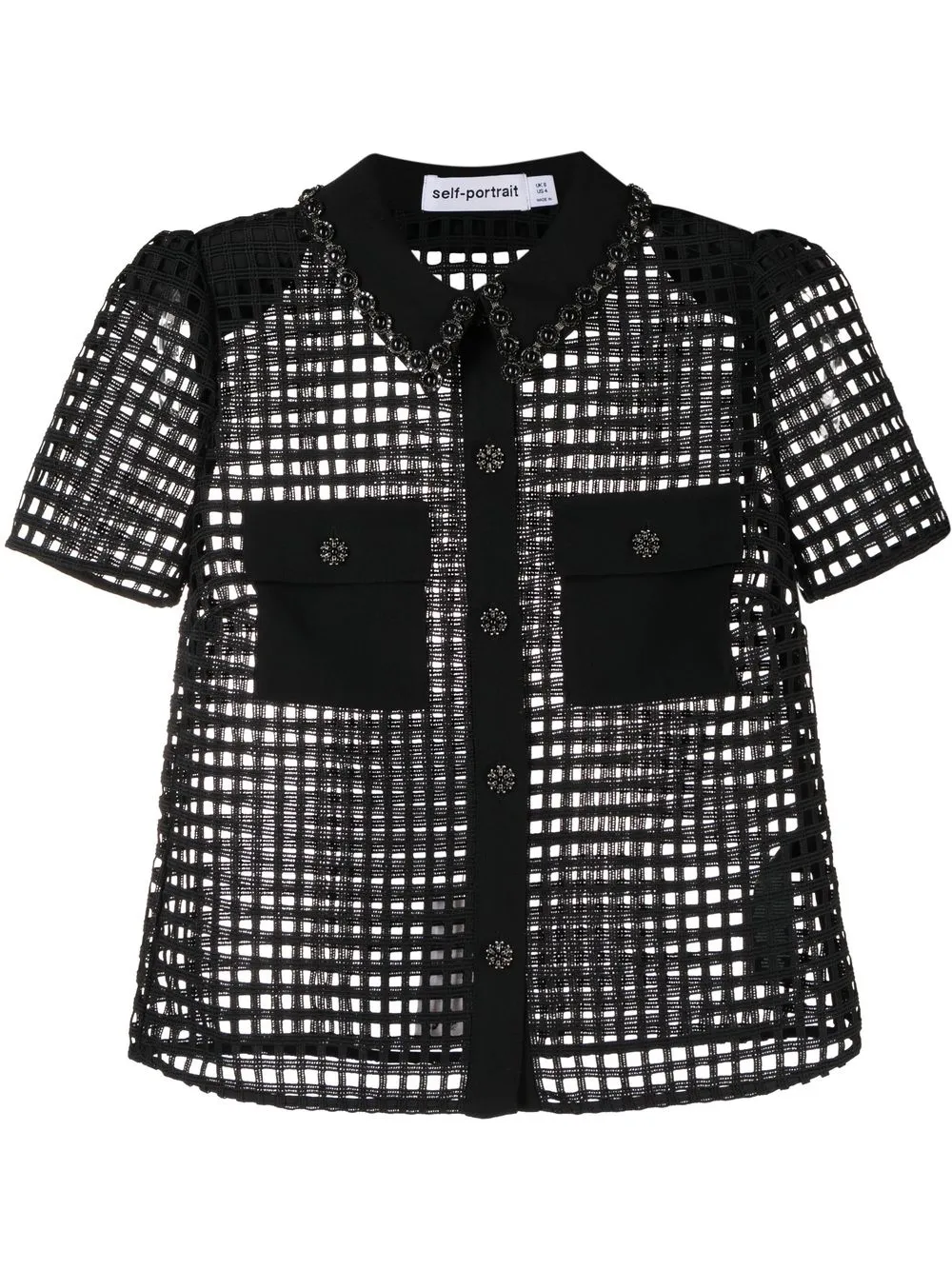 

Self-Portrait sheer mesh shirt - Black