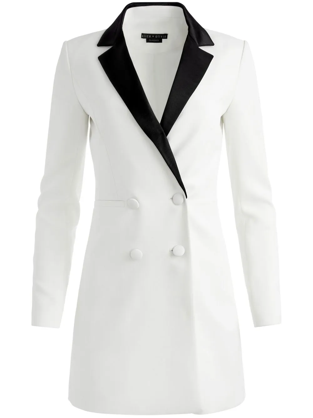 

alice + olivia contrasting-lapels tuxedo dress - White