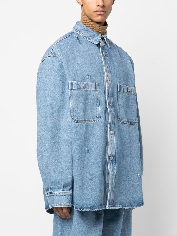 Hed Mayner Destroyed Denim Shirt - Farfetch