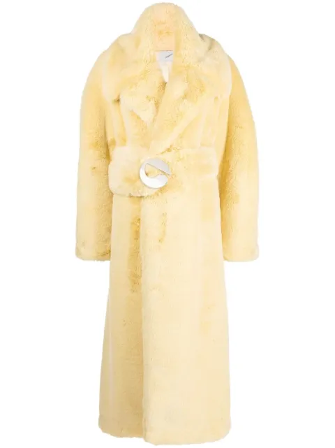 faux-fur belted maxi coat