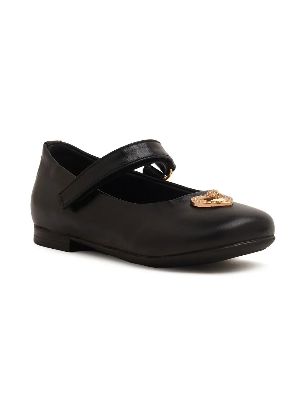 

Versace Kids logo-plaque leather ballerina shoes - Black