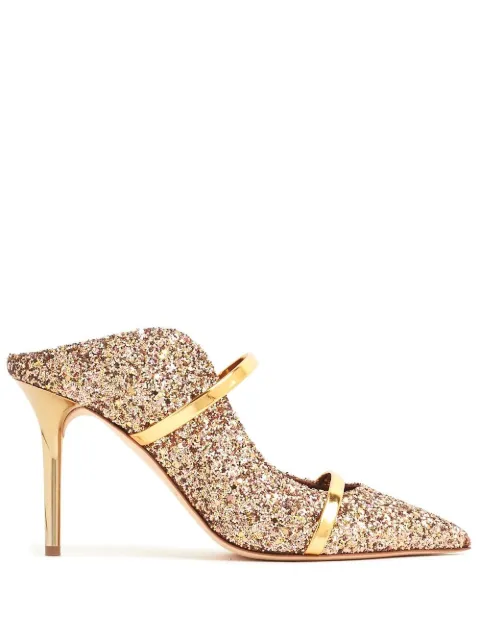 Malone Souliers 85mm glittered leather mules 