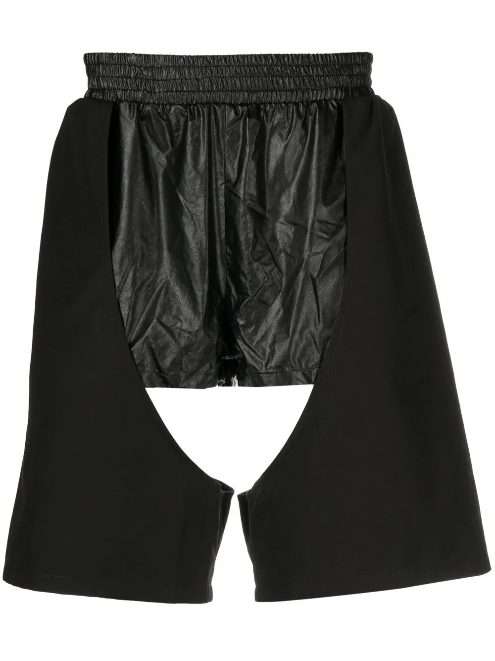 

Walter Van Beirendonck Glossy layered cut-out shorts - Black