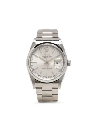 Rolex 2002 pre owned Datejust 34mm Silver FARFETCH