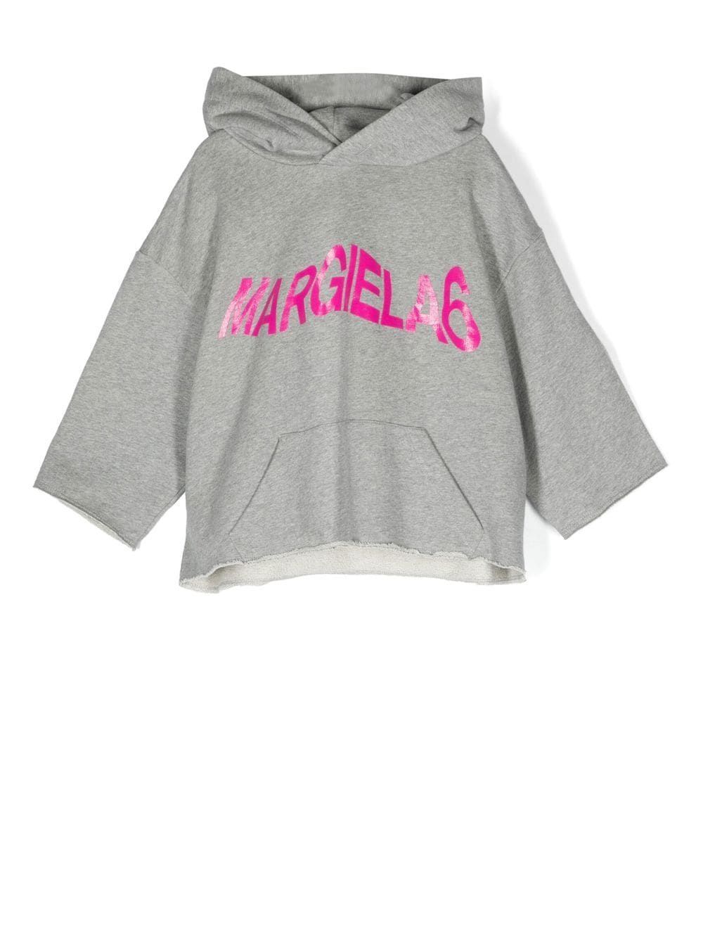 Mm6 Maison Margiela Logo Graphic Cropped Hoodie In 灰色 | ModeSens