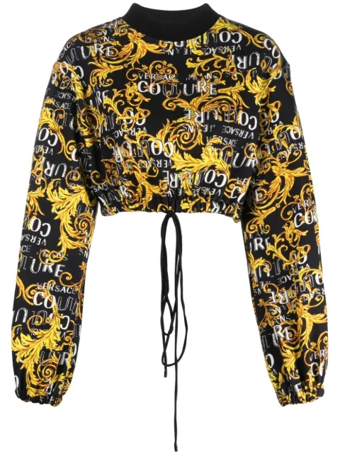 Baroque-print cropped sweatshirt