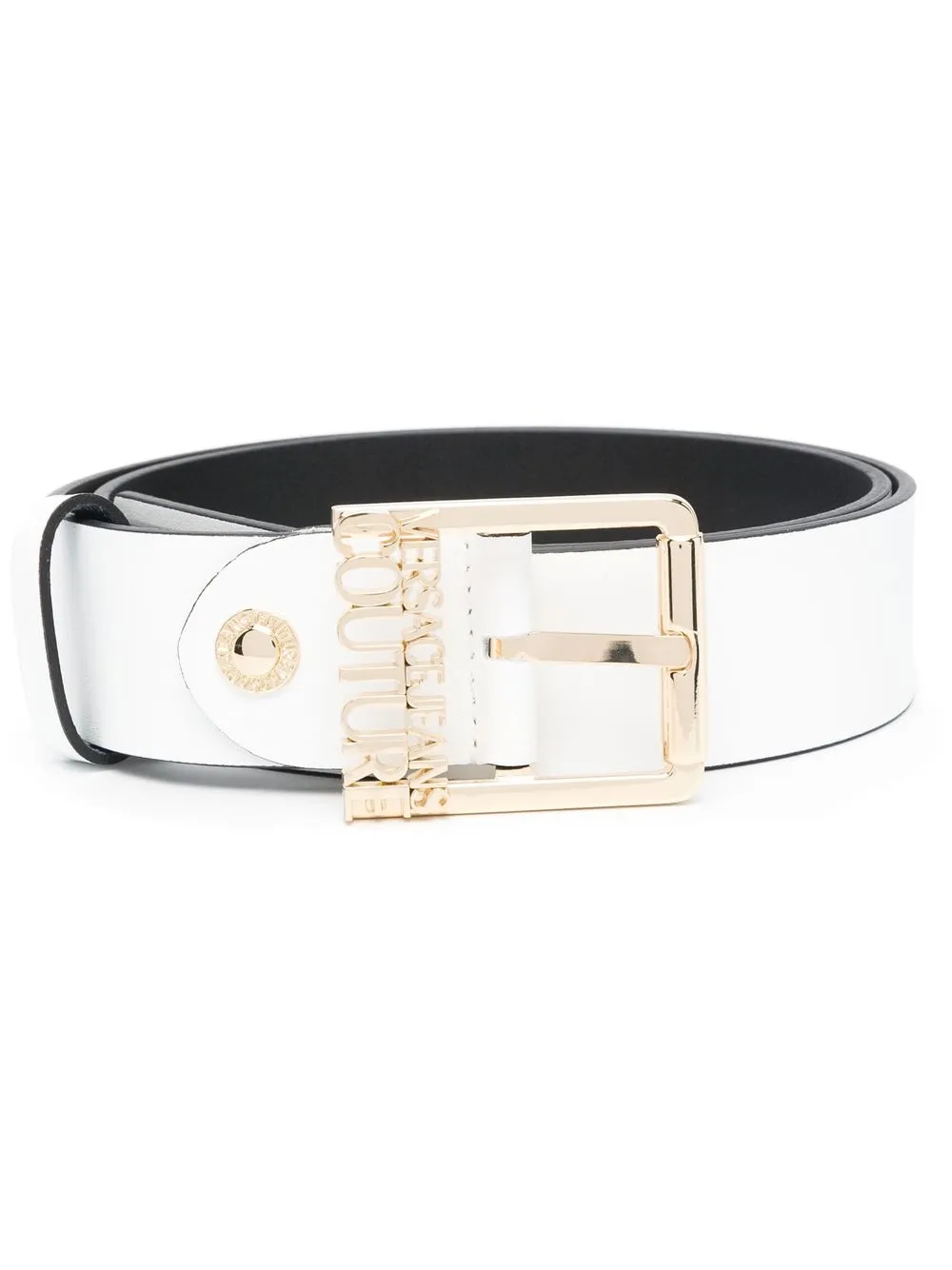 Versace Jeans Couture Logo-buckle Leather Belt In White