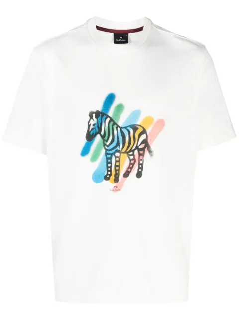 zebra-print detail T-shirt
