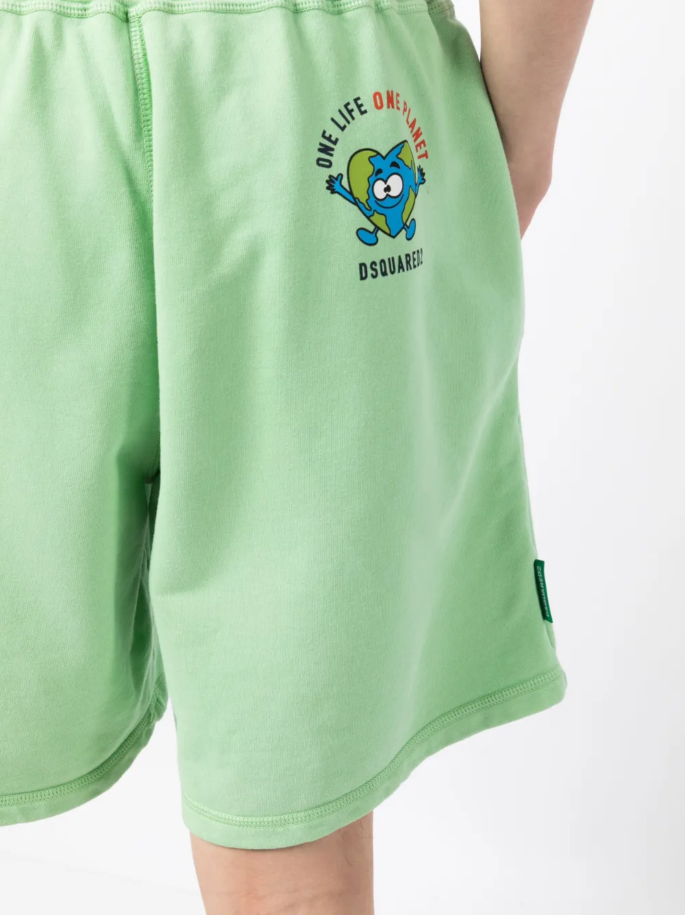 Dsquared2 Logo-print Cotton Shorts In Green