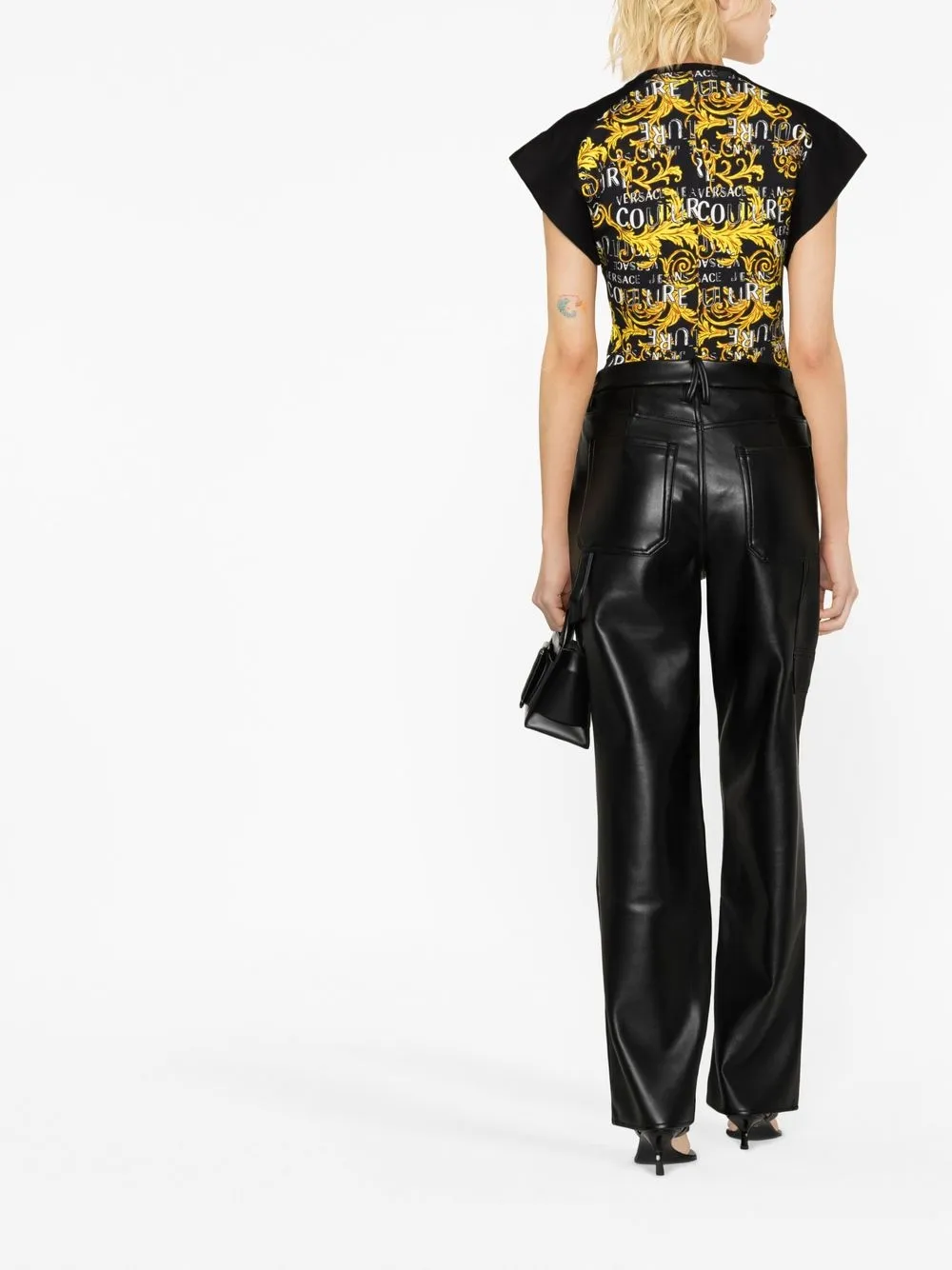 Versace Jeans Couture Logo-print Bodysuit In 黑色