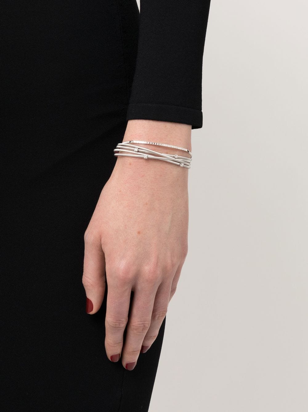 Shop Marco Bicego 18kt White Gold Multi-strand Diamond Bracelet In Silver