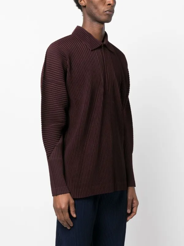 Homme Plissé Issey Miyake plissé-effect long-sleeve Polo Shirt ...