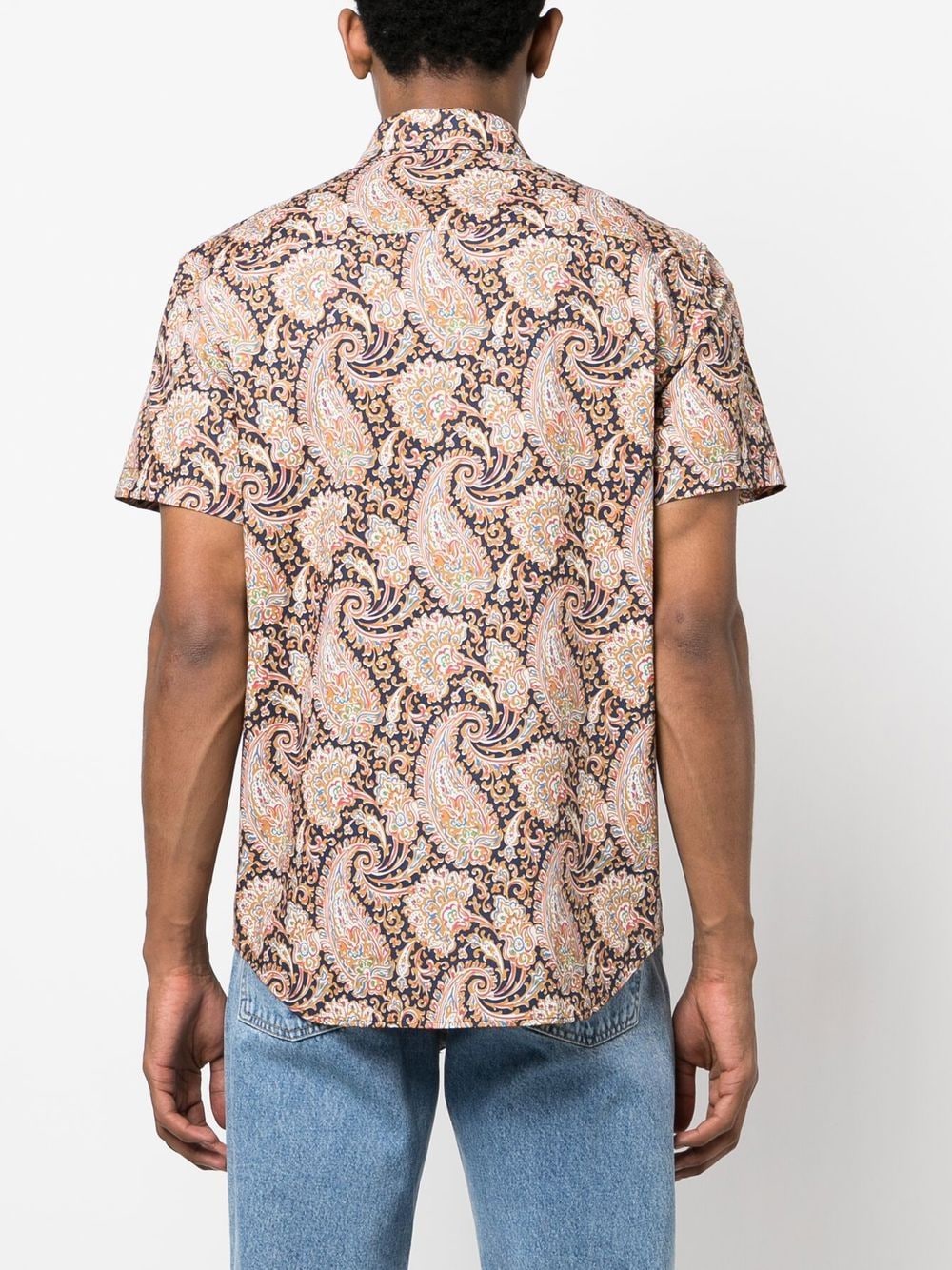 Shop Apc Paisley-print Short-sleeved Shirt In 橘色