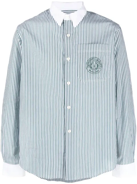 Sporty & Rich embroidered-logo striped shirt