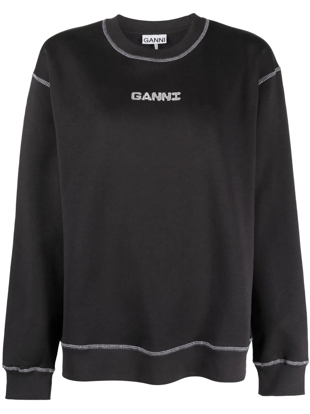 

GANNI logo-print long-sleeve T-shirt - Grey