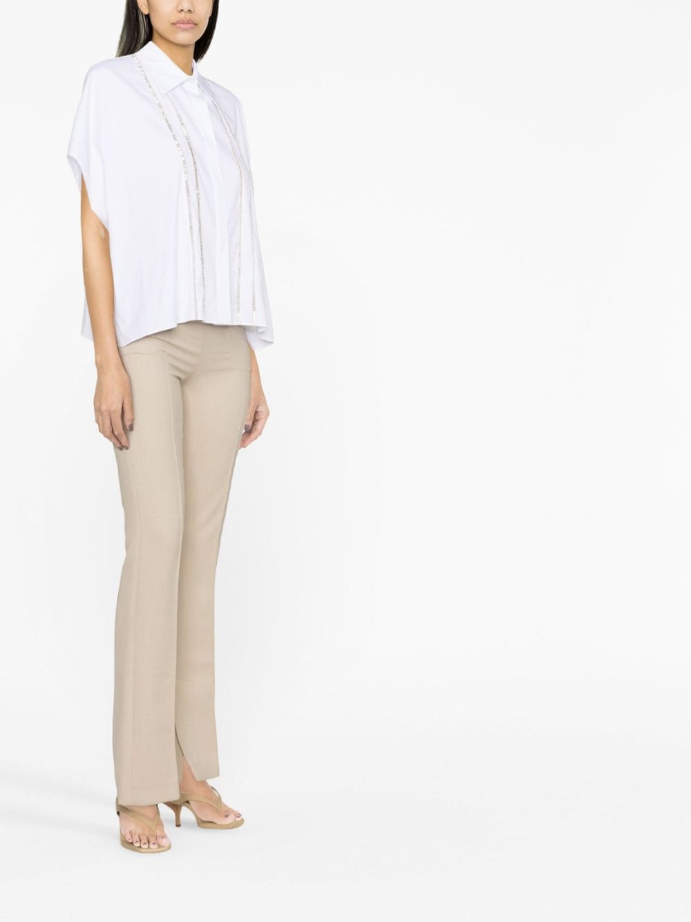 Shop Genny Stripe-detail Short-sleeve Shirt In White