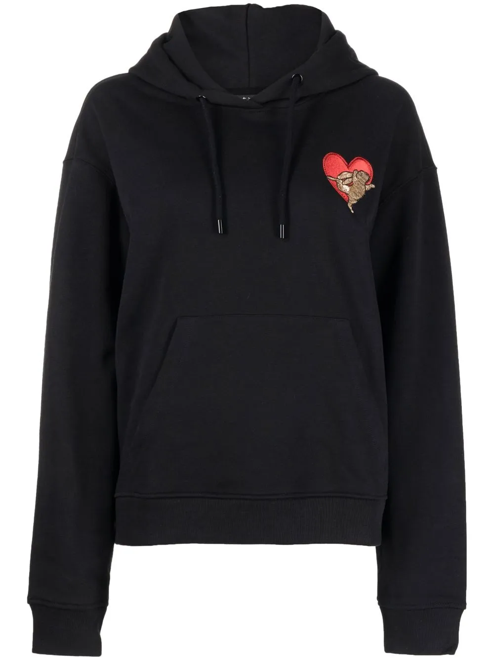 

tout a coup appliqué-detail drop-shoulder hoodie - Black