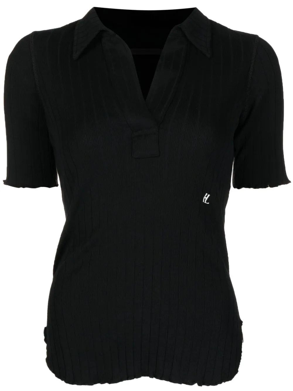 

Helmut Lang rib-knit V-neck polo top - Black