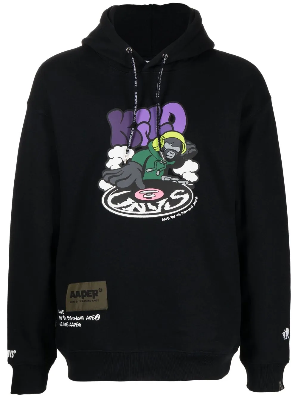 

AAPE BY *A BATHING APE® graphic-print cotton hoodie - Black