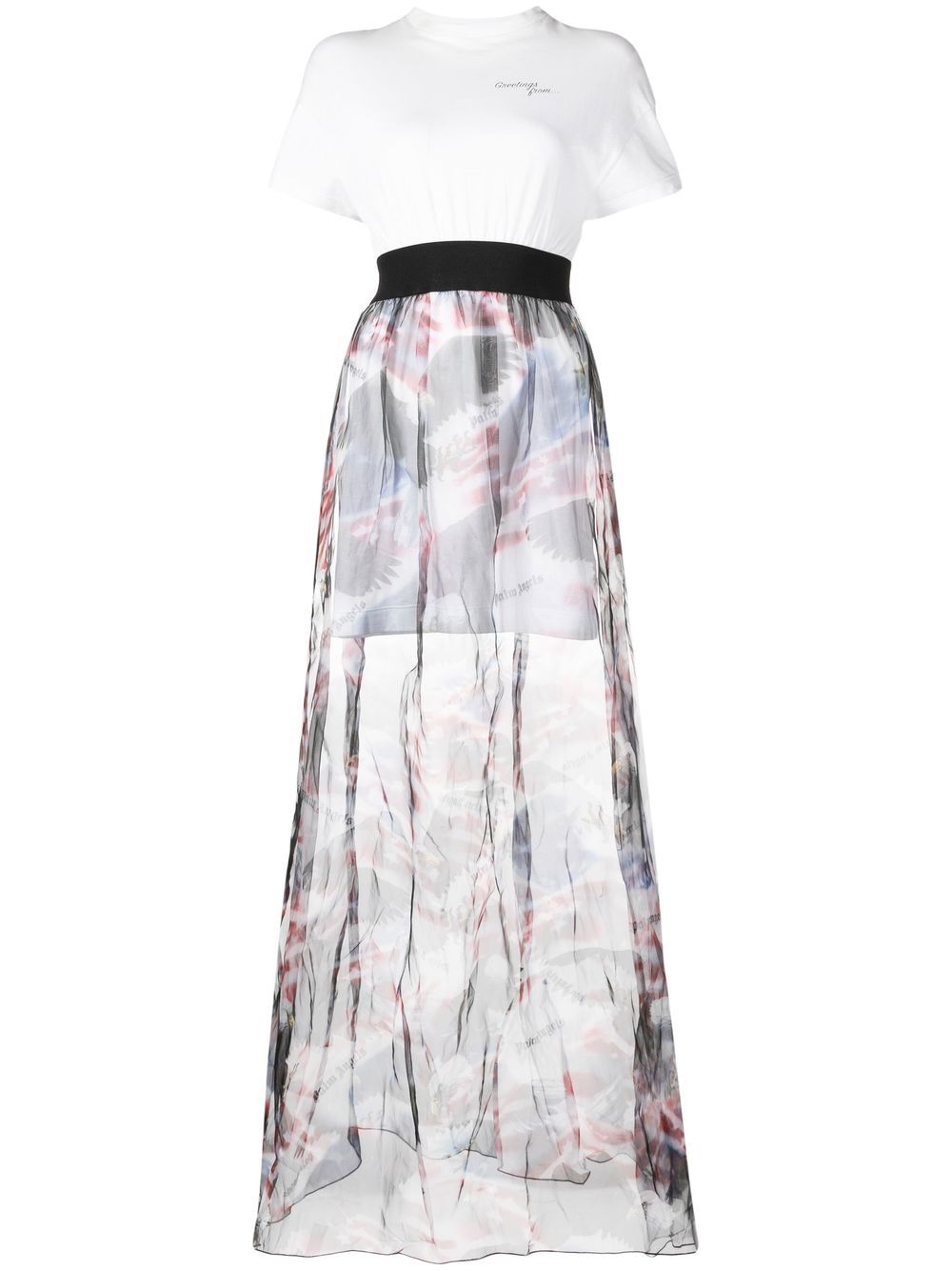 

Palm Angels vestido midi con capa transparente - Blanco