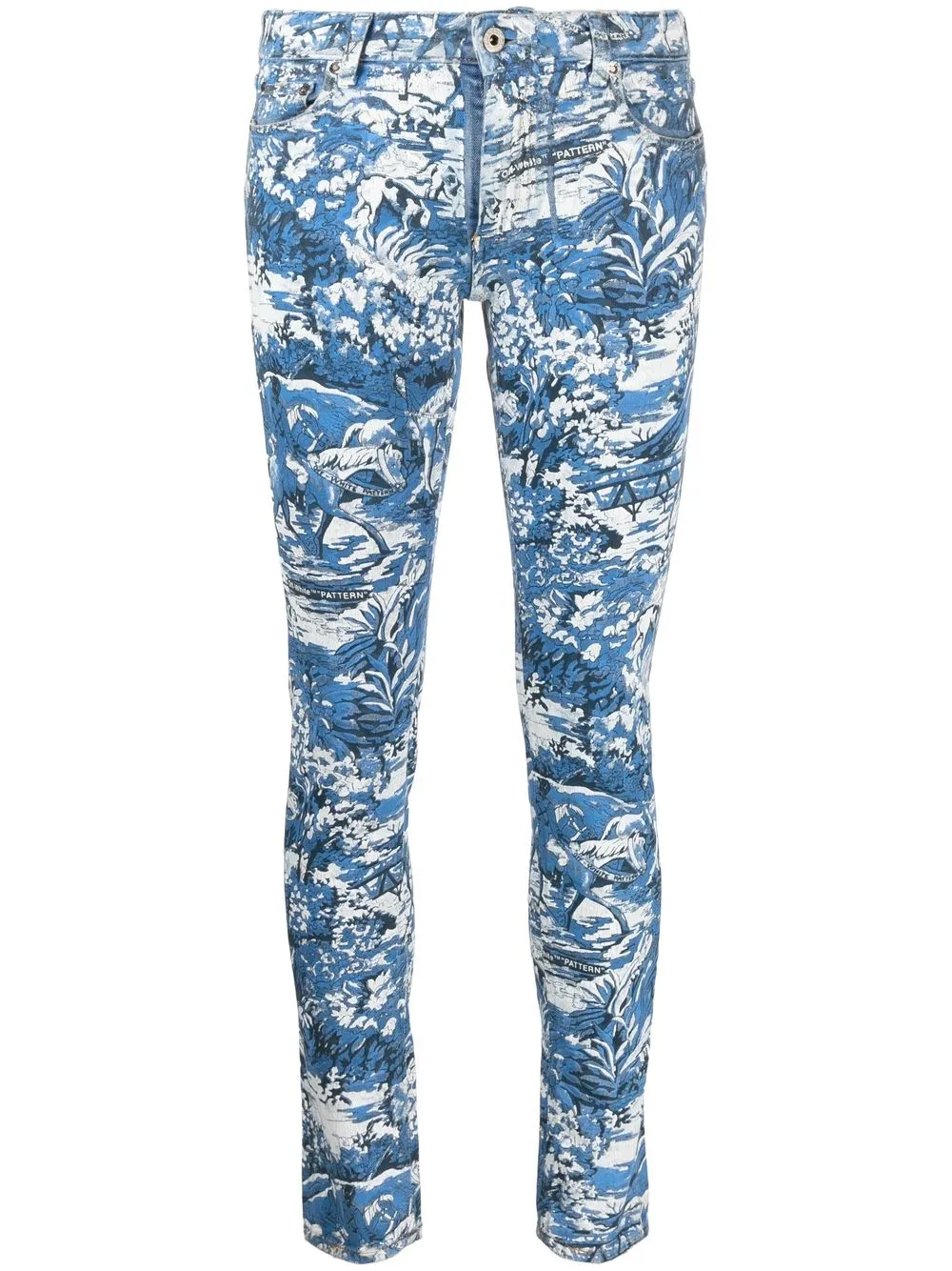 

Off-White abstract-print skinny jeans - Blue