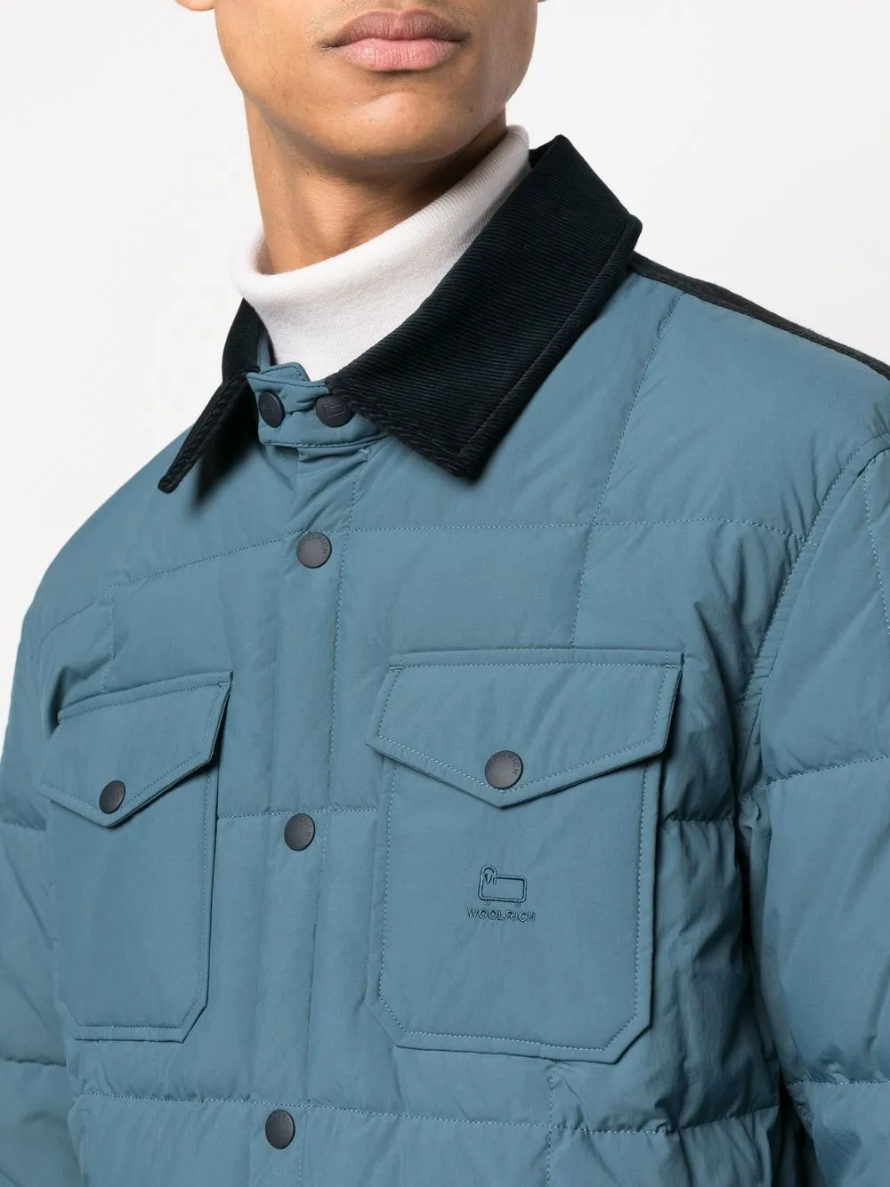 Woolrich Quilted Press-stud Fastening Jacket In Blau